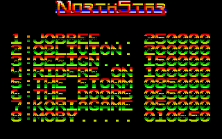 NorthStar (Atari ST) screenshot: High score table