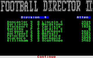 Football Director II (Atari ST) screenshot: Somehow there were no visitors in Burnley this week