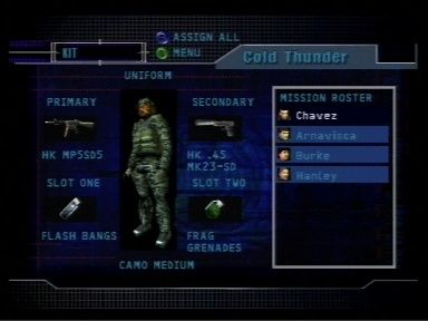 Tom Clancy's Rainbow Six (Nintendo 64) screenshot: Choose your equipment