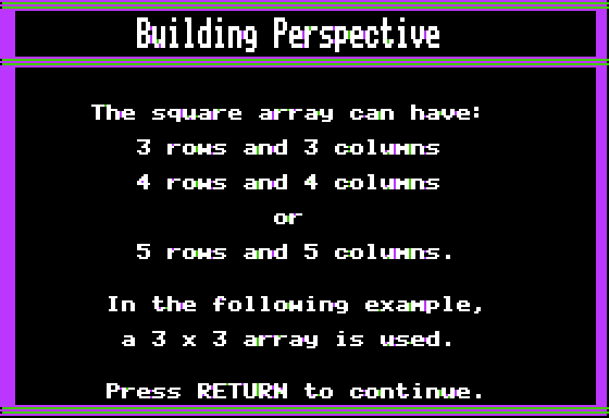 Building Perspective (Apple II) screenshot: Instructions