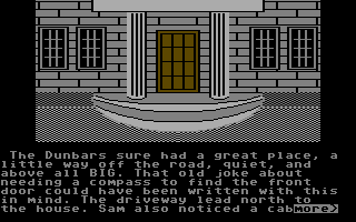 Dead End (Commodore 64) screenshot: Outside the victims home.