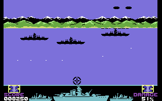 Death Wake (Commodore 64) screenshot: Battleships to destroy.