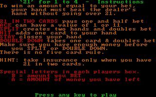 Big Blue Disk #31 (DOS) screenshot: The game's instructions.