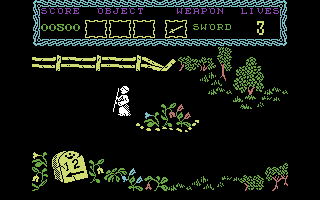 The Curse of Sherwood (Commodore 64) screenshot: Start of your quest.