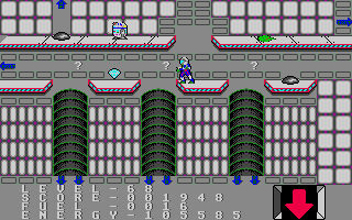Space Station (Atari ST) screenshot: The tubes are not deadly, but exits from this room