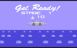 After Burner (Commodore 64) screenshot: Get ready for level 1