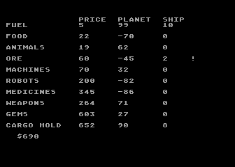 Abyss (Atari 8-bit) screenshot: Trading