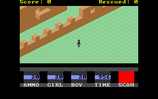 Ant Attack PC (DOS) screenshot: Here she is at the start of the game, looking for her sweetheart Release Zero