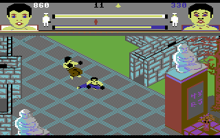 Thai Boxing (Commodore 64) screenshot: Dodging a foot sweep