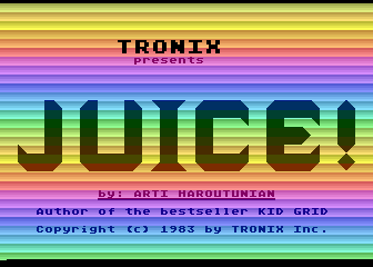 Juice! (Atari 8-bit) screenshot: Title screen