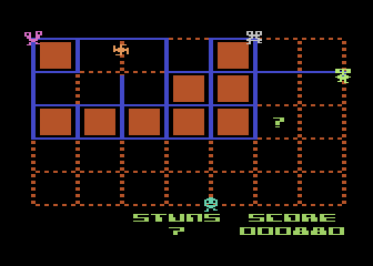 Kid Grid (Atari 8-bit) screenshot: I have filled in some grids