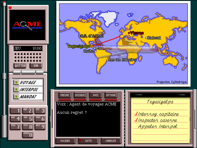 Where in the World is Carmen Sandiego? (CD-ROM) (Windows) screenshot: Flying to Vienna. (French)