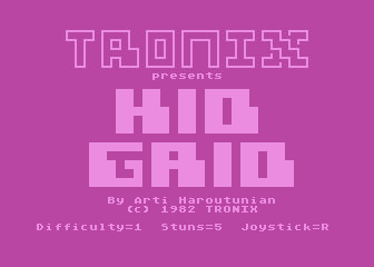 Kid Grid (Atari 8-bit) screenshot: Title screen