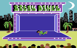 Breakdance (Commodore 64) screenshot: Entertaining a crowd.
