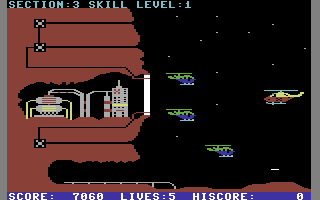 Chopper (Commodore 64) screenshot: Destroy the base.