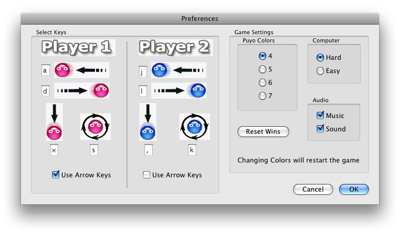 MacPuyo 2 (Macintosh) screenshot: Preferences