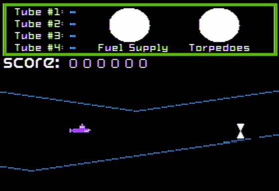 Raven-7 & Submarine Command! (Apple II) screenshot: Picking up Torpedoes