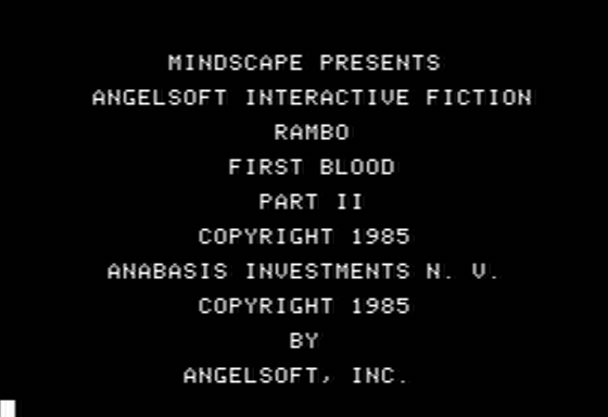 Rambo: First Blood Part II (Apple II) screenshot: Title Screen