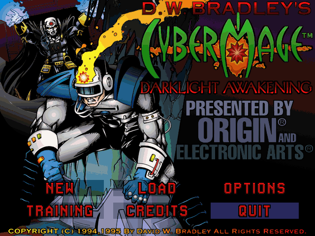 CyberMage: Darklight Awakening (DOS) screenshot: Main menu
