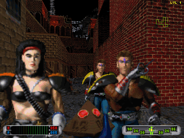CyberMage: Darklight Awakening (DOS) screenshot: Not so warm welcome into Slumtown