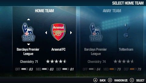 FIFA Soccer 08 (PSP) screenshot: Team selection