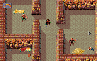 Dark Sun: Shattered Lands (DOS) screenshot: The slave pens is the first large location you'll explore. It's rather grim...
