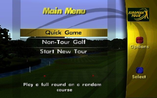 PGA European Tour Golf (Nintendo 64) screenshot: Main menu