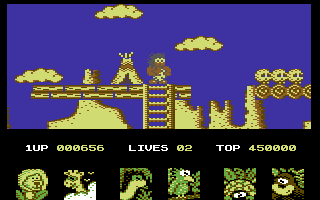 Big Nose's American Adventure (Commodore 64) screenshot: The Wild West.