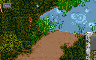 Dark Sun: Wake of the Ravager (DOS) screenshot: Oh wow, are you sure this is the Dark Sun setting? What a lush forest with a lake!