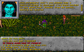 Dark Sun: Wake of the Ravager (DOS) screenshot: You'll meet people of different races. And you'll learn to make choices, too...