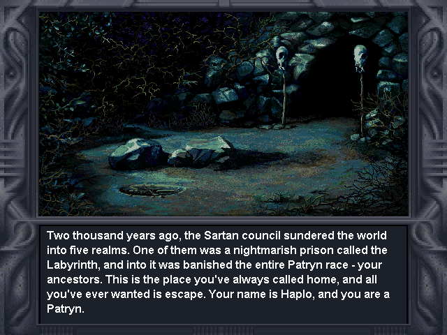Death Gate (DOS) screenshot: The intro continues with some supportive text