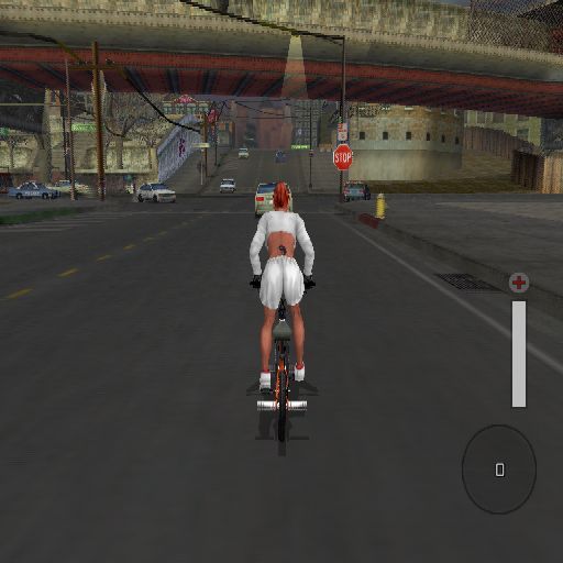 BMX XXX (PlayStation 2) screenshot: Riding around looking for a challenge to complete
