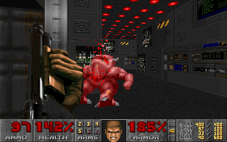 Doom (DOS) screenshot: Reloading the shotgun
