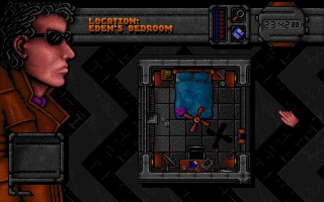 DreamWeb (DOS) screenshot: Your girlfriend's bedroom