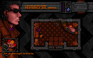 DreamWeb (DOS) screenshot: In the lobby of Regency hotel