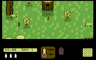 Almazz (Commodore 64) screenshot: Can't enter that hut.