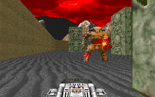 Doom (DOS) screenshot: That's enough... Such a big monster, what should I do?..