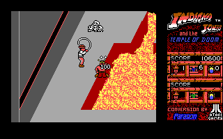 Indiana Jones and the Temple of Doom (DOS) screenshot: It's time for a lava bath! (EGA)