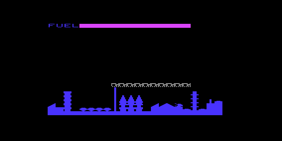 Double Sider: Bomber Run / Supavaders (VIC-20) screenshot: Bomber Run: You crashed into a building and the game is over