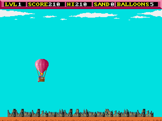 Balloonacy (Amiga) screenshot: When all the buildings are levelled you move to next stage