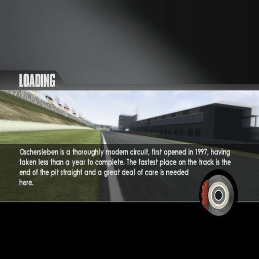 TOCA Race Driver 3 (PlayStation 2) screenshot: Here the player is about to start a practice lap. The wheel symbol in the lower right is shown when the game is loading something