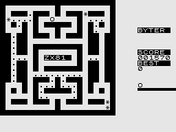 Byter (ZX81) screenshot: Nearly cleared the maze.