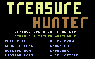Treasure Hunter (Commodore 16, Plus/4) screenshot: Title Screen