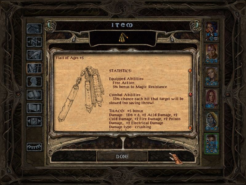 Baldur's Gate II: Throne of Bhaal (Windows) screenshot: The weapons are also significantly more powerful.