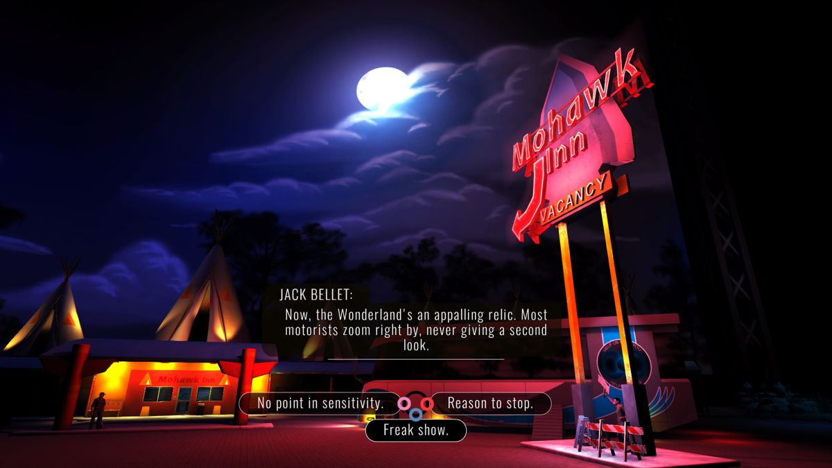 Knee Deep (PlayStation 4) screenshot: Jack arriving at Mohawk inn