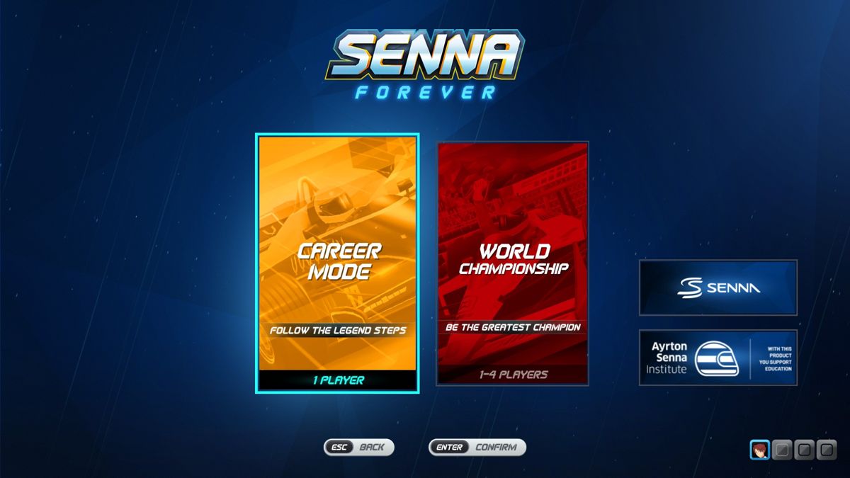 Horizon Chase Turbo: Senna Forever (Windows) screenshot: Senna Forever's main menu