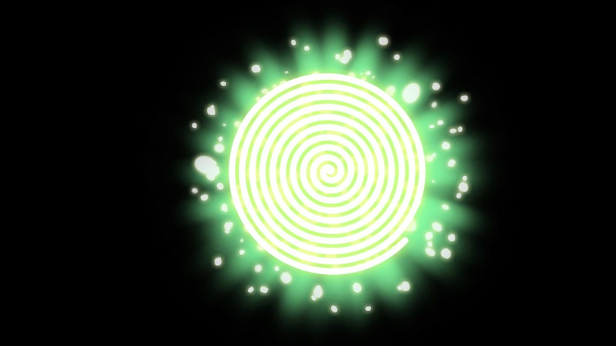 Yes, Master! (Windows) screenshot: Aaah! A glowing spiral! This seems to be the common game symbol for a hypnotic event