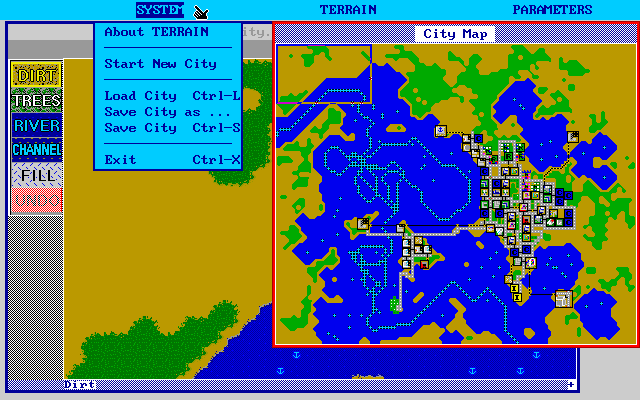 Sim City: Terrain Editor (PC-98) screenshot: English mode