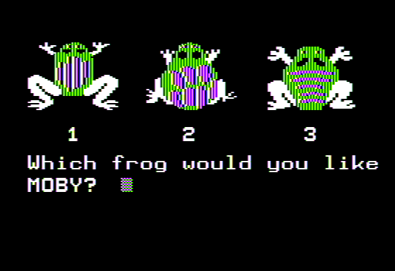 Early Addition (Apple II) screenshot: Choosing my Frog