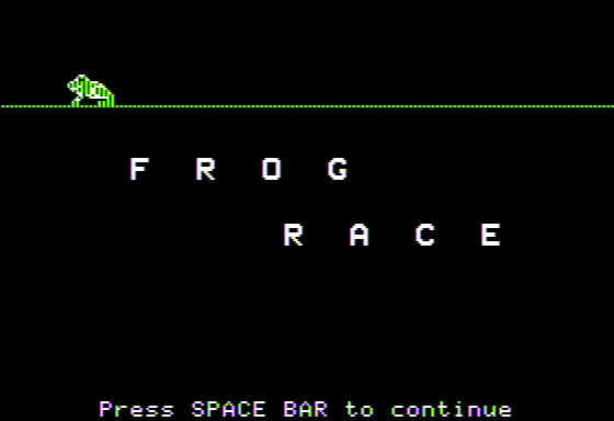 Early Addition (Apple II) screenshot: Frog Race